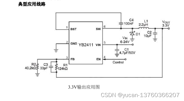 YB2411是一款内部集成有高边高压功率MOSFET管的高频率(2MHz)降压型开关稳压器。