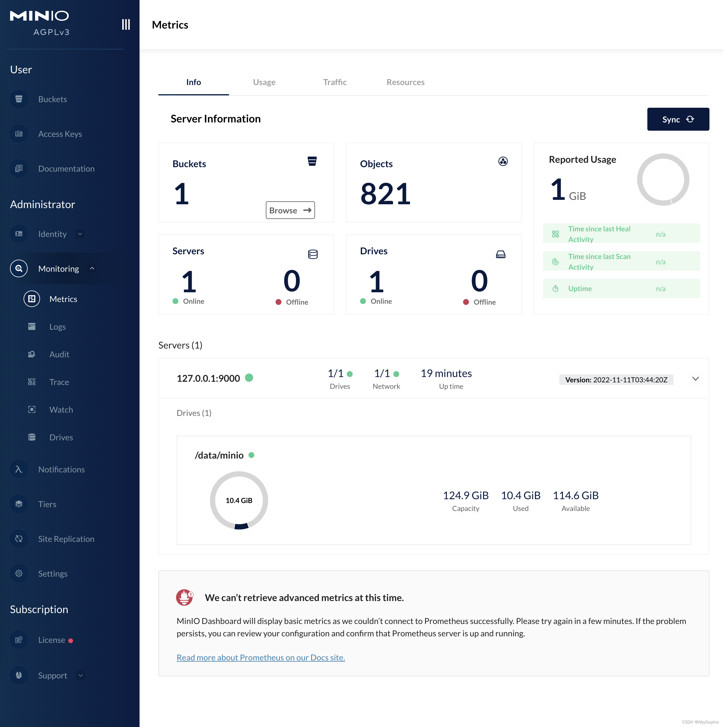 web dashboard