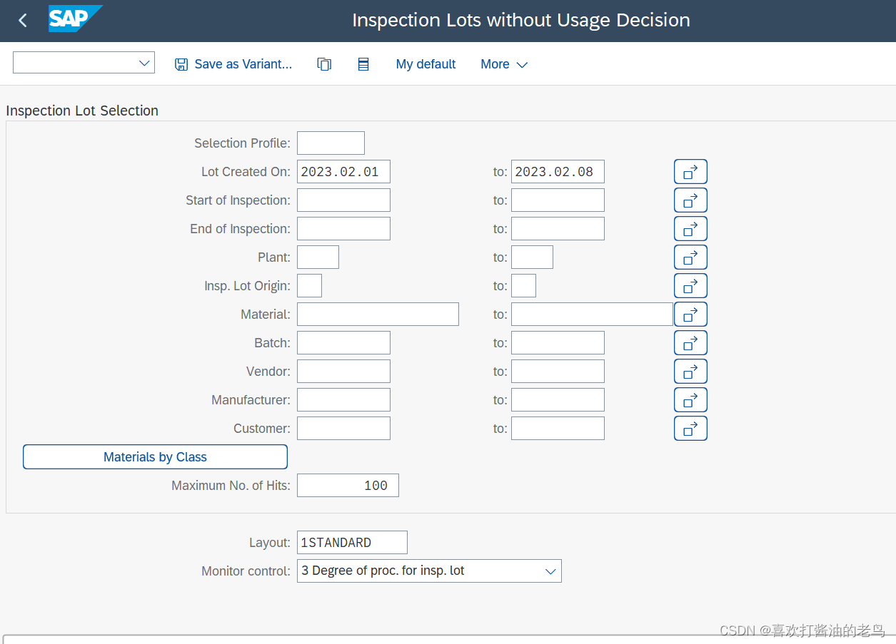 SAP QM 不常用事务代码QVM3 Inspection Lots Without Usage Decision_inspection