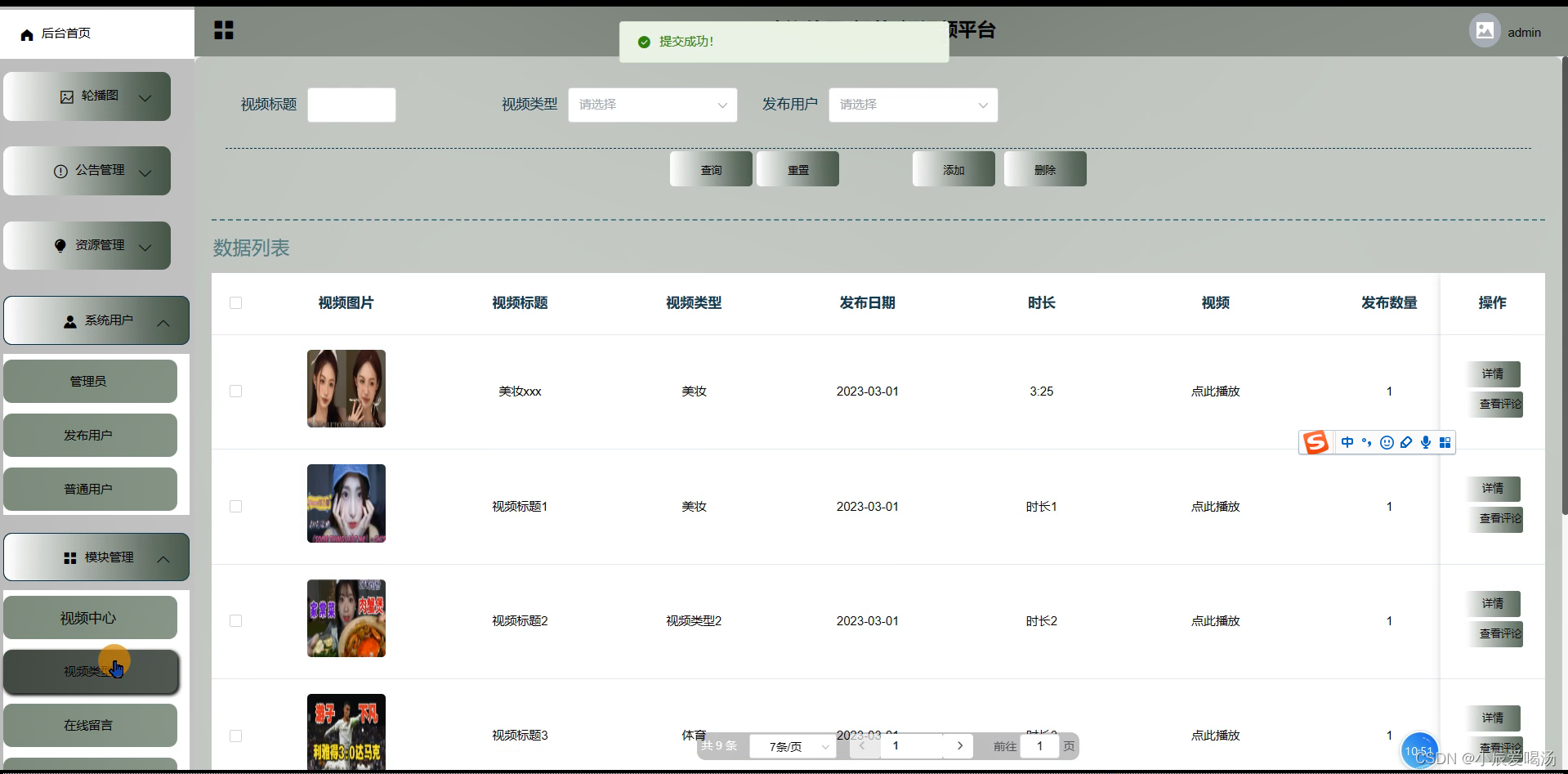 Java精品项目源码基于SpringBoot的樱花短视频平台(v66)