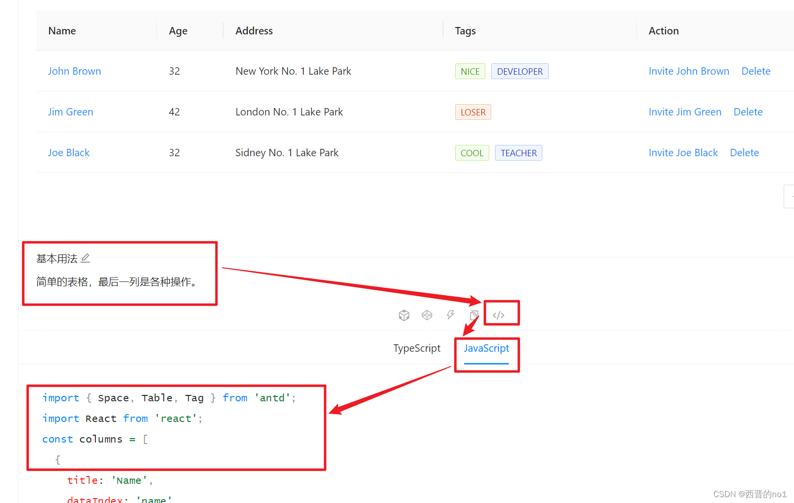 Table表格（antd-design组件库）简单使用