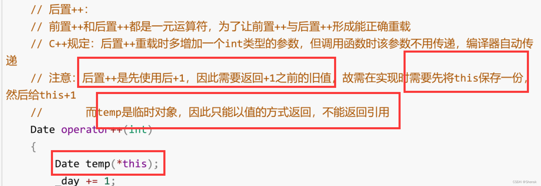 构造函数，析构函数，拷贝构造函数与运算符重载简图总结，赋值运算符重载与前置++后置++的重载参数区分