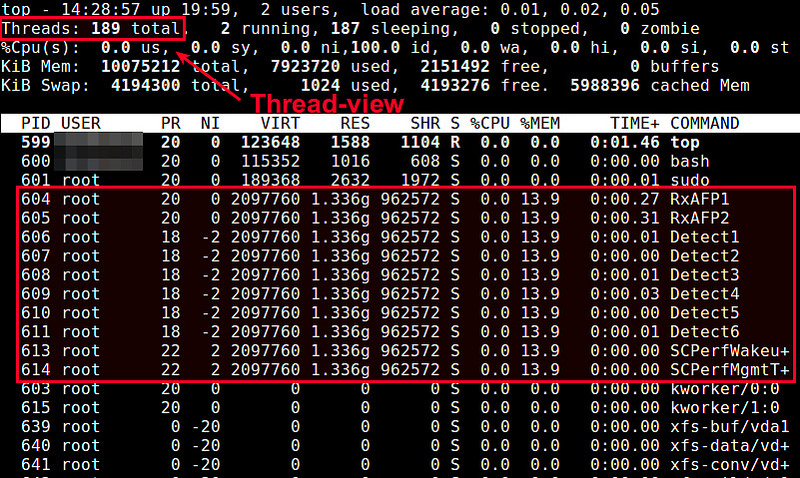 linux查看进程开多少线程相关命令_top中显示thread数量_谢白羽的博客