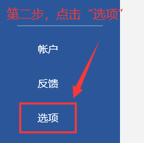 第二步,点击“选项”