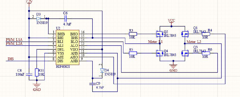 5 电机驱动原理图▲ 图4.6 pwm 接口电路▲ 图4.7 整体pcb电路板