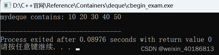 C++ Reference: Standard C++ Library reference: Containers: deque: deque: cbegin