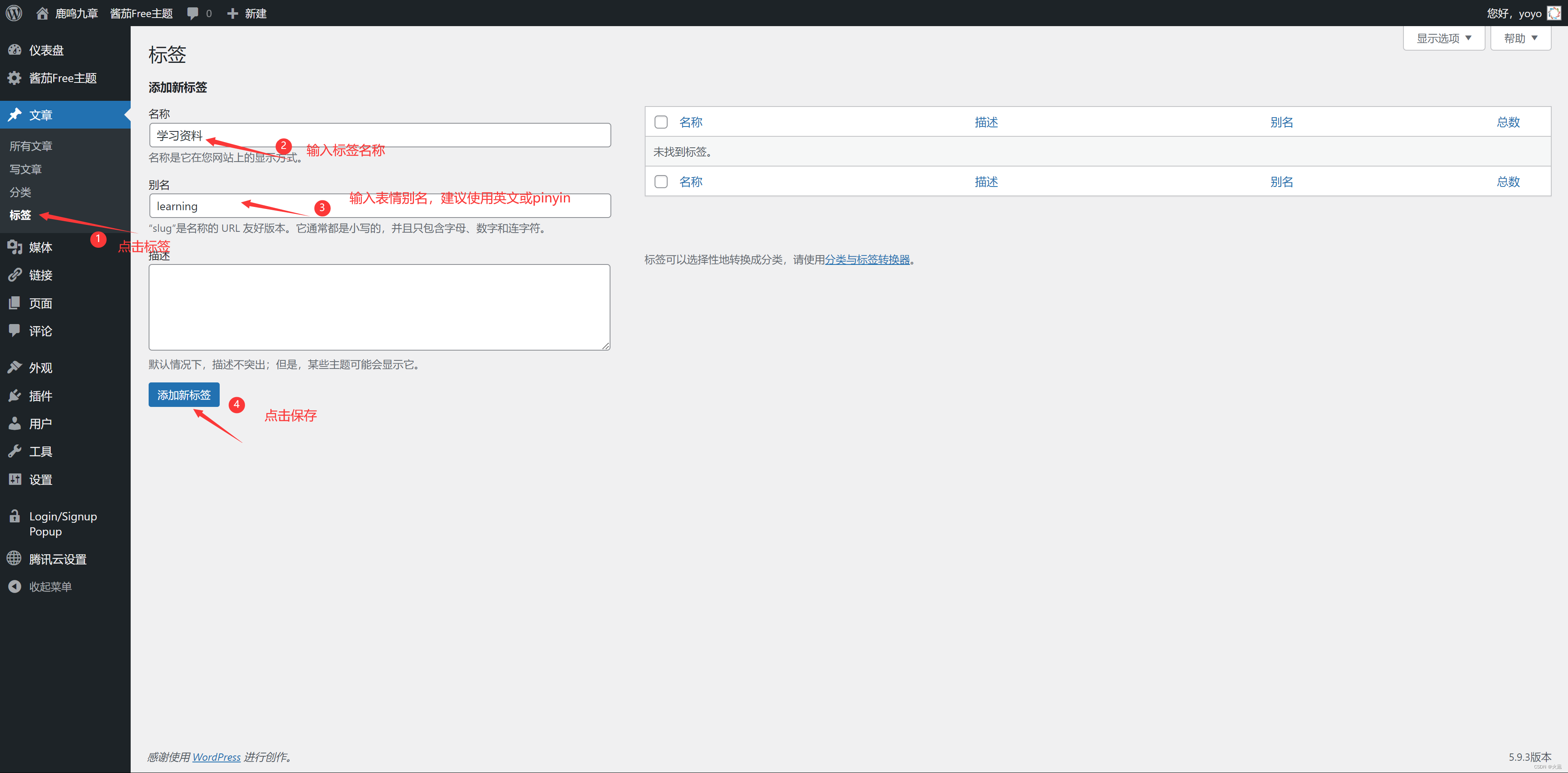 Wordpress文章标签设置