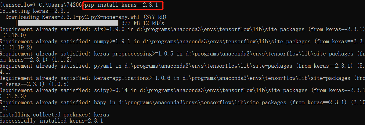 解决 ImportError: Keras requires TensorFlow 2.2 or higher. Install TensorFlow via `pip install tensorf