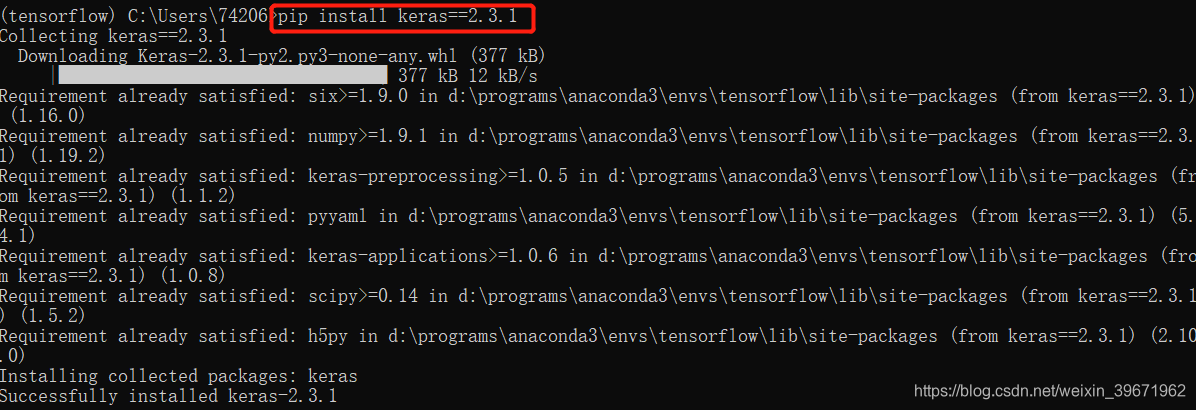 解决 ImportError: Keras requires TensorFlow 2.2 or higher. Install TensorFlow via `pip install tensorf