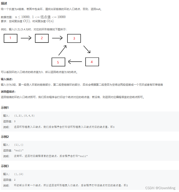 2023-9-26 JZ23 链表中环的入口结点