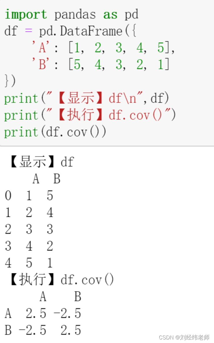 计算协方差矩阵df.cov()