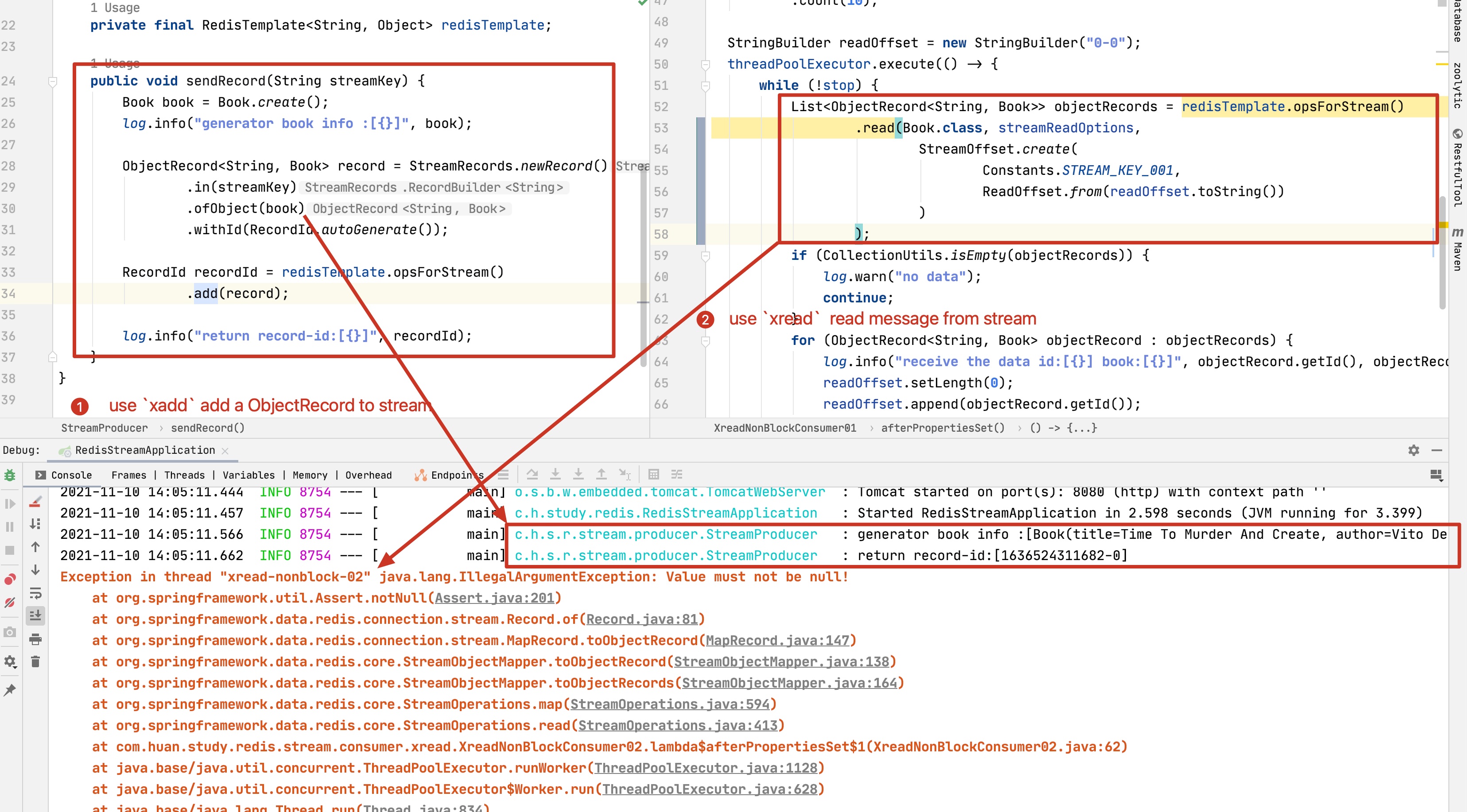 spring data stream error