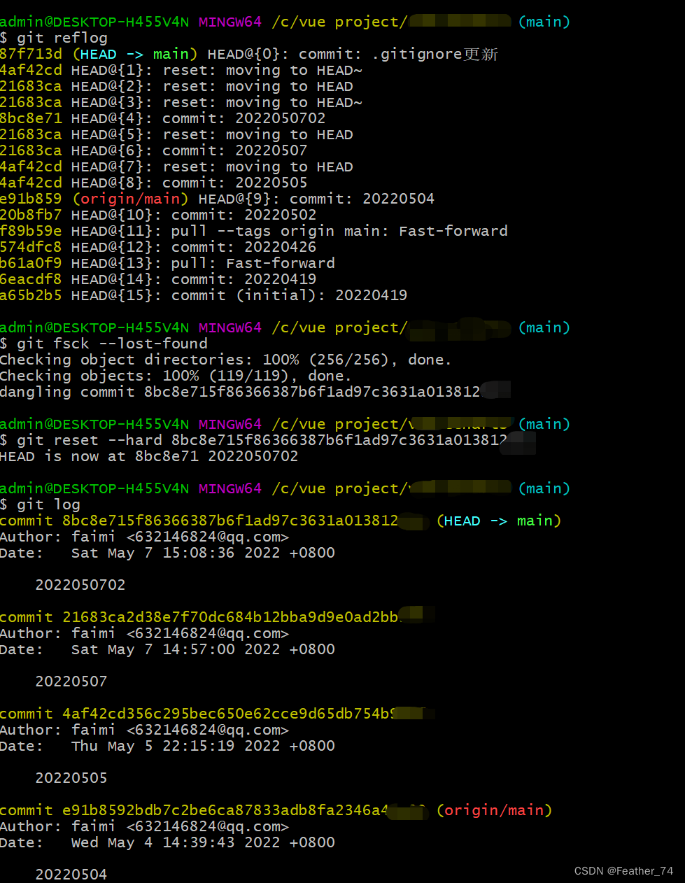 How to use git to restore the code to a history version - Programmer Sought