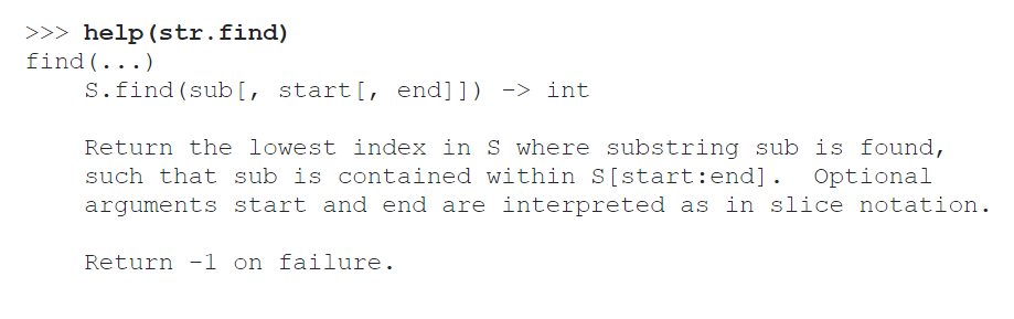 help str.find
