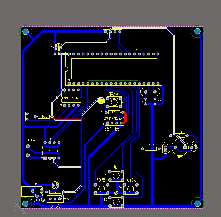 基于51单片机的PID温度控制串口上报OLED显示系统proteus仿真原理图PCB