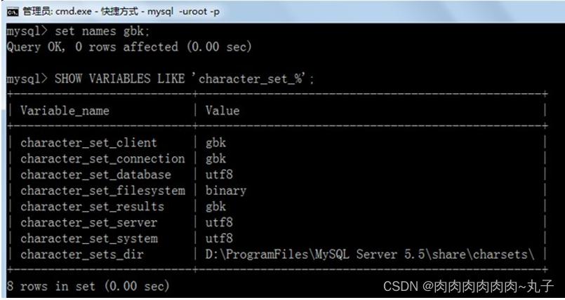 MySQL——命令行客户端的字符集问题