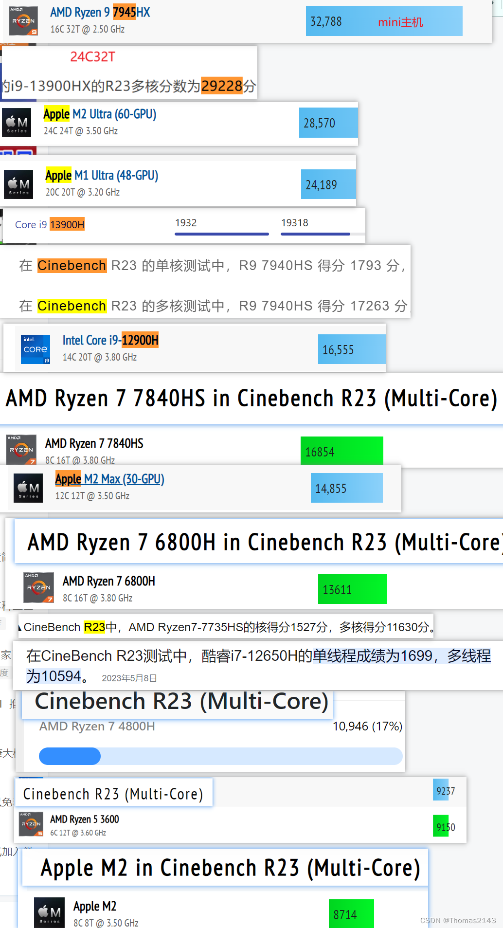 cpu r23 多核跑分对比