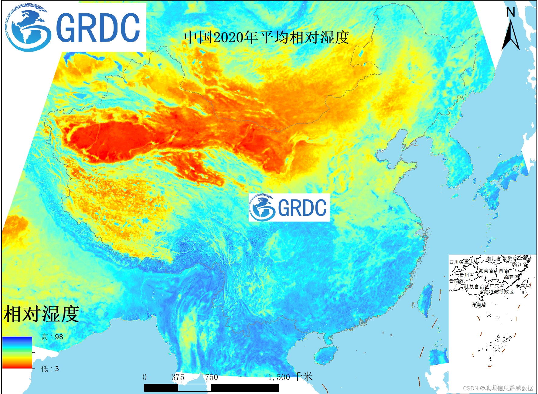 中国1KM年相对湿度数据集1981-2020