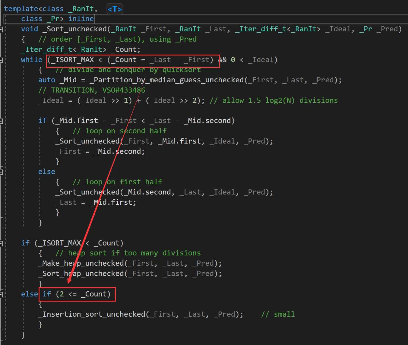 【踩坑记录】【C++】STL中sort 用的是快排吗？：根据数据量和递归深度选择快排、堆排（heap sort）、插入排序；_c++ sort ...