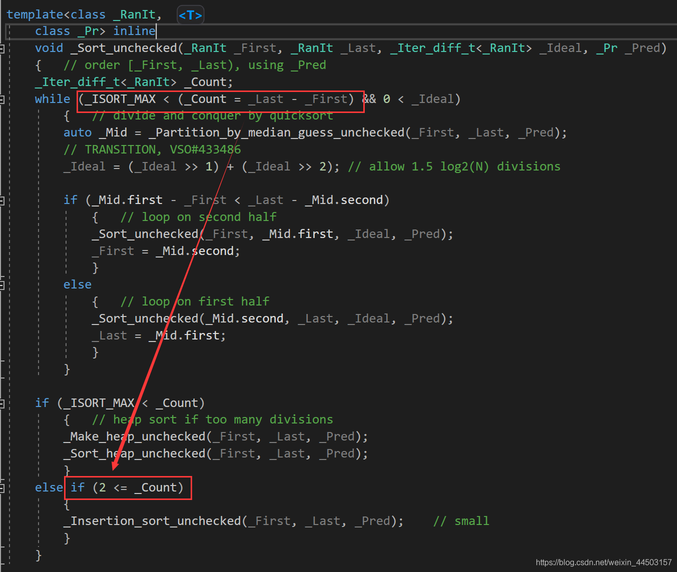 【踩坑记录】【C++】STL中sort 用的是快排吗?:根据数据量和递归深度选择快排、堆排(heap sort)、插入排序;_c++ sort ...