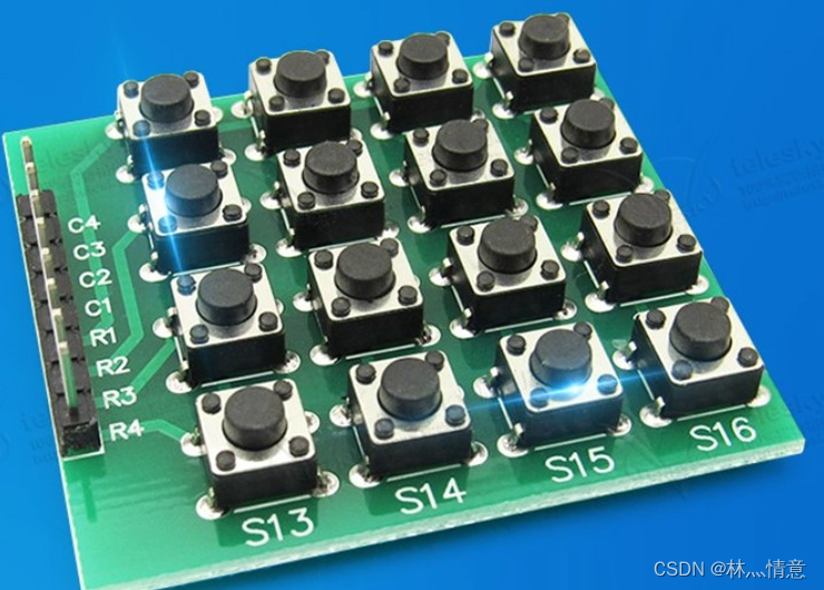 STM32矩形（矩阵）按键（键盘）输入控制LED灯 ——4*4矩阵按键源码解析