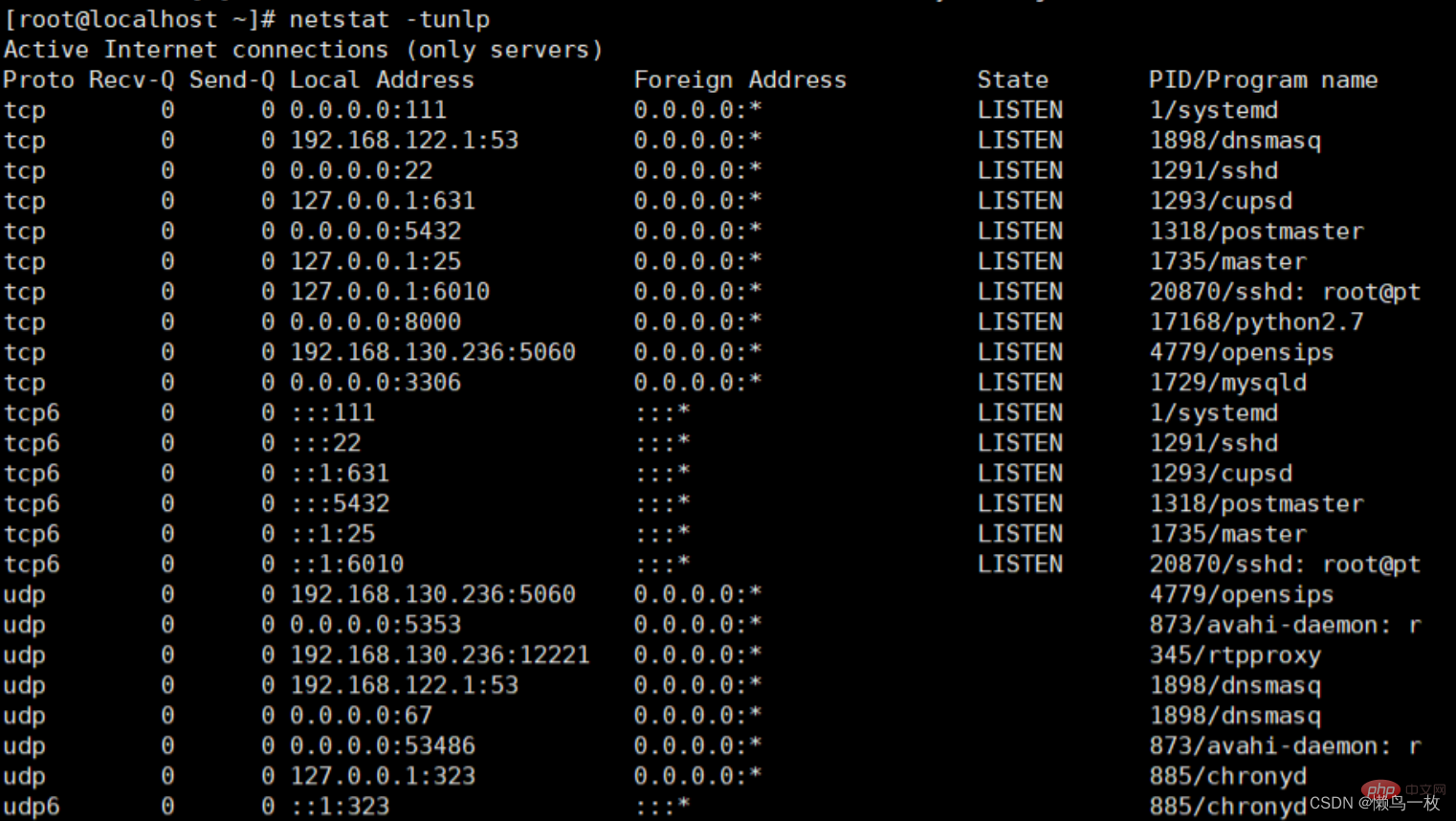 linux 命令--查看网络端口命令