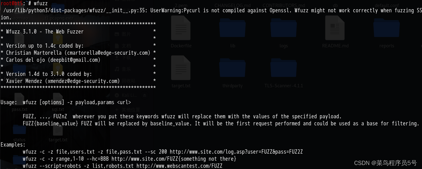 KALI上的自带wfuzz