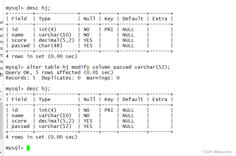 MySQL的概念和sql语句