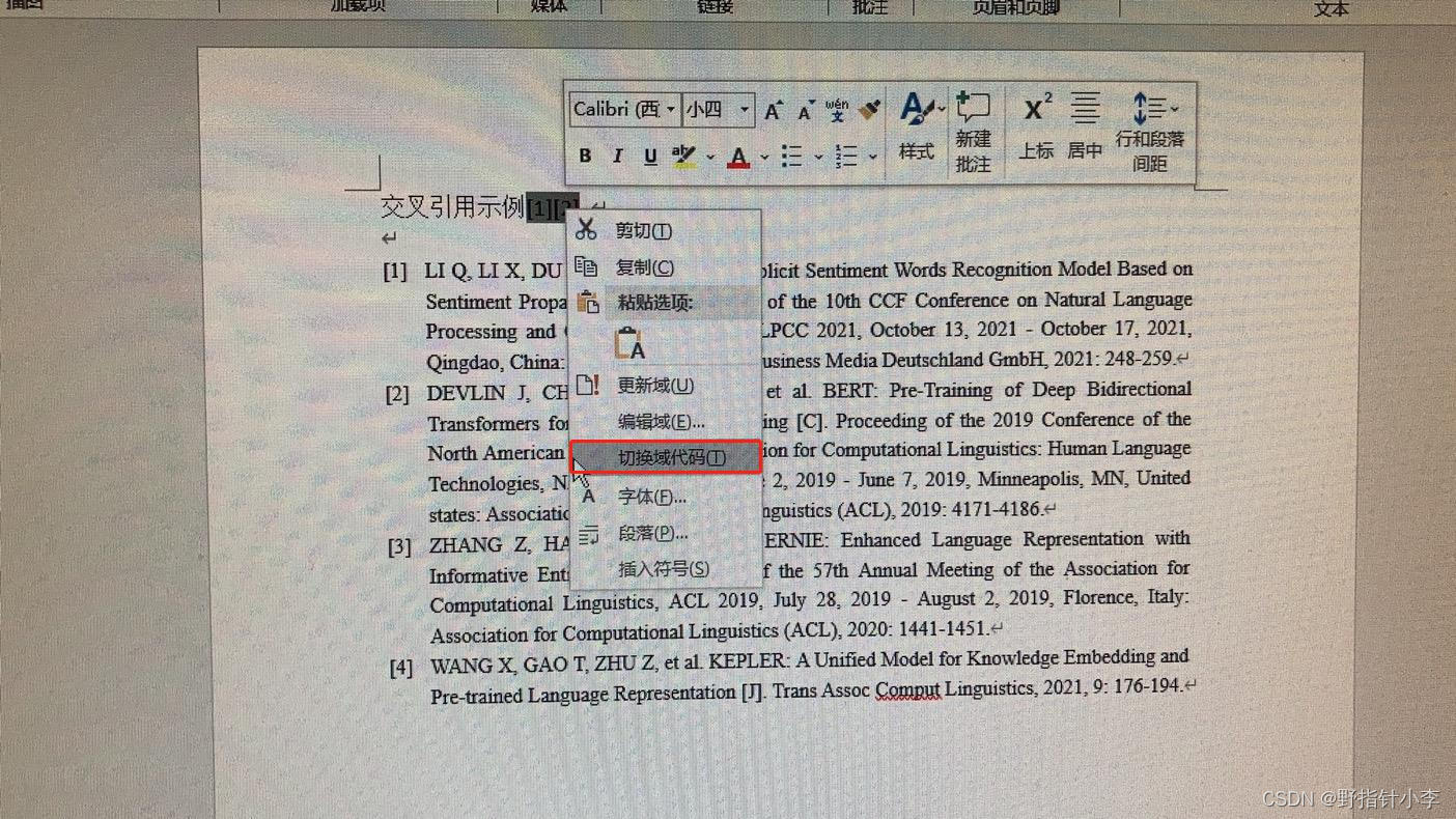 toggle field code