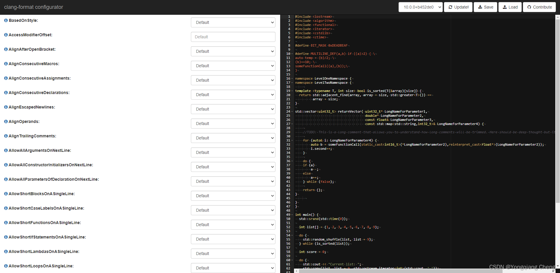 clang-format configurator - 交互式创建 clang-format 格式配置文件