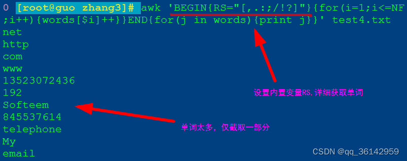 Linux centos7 统计文本文件中所有单词