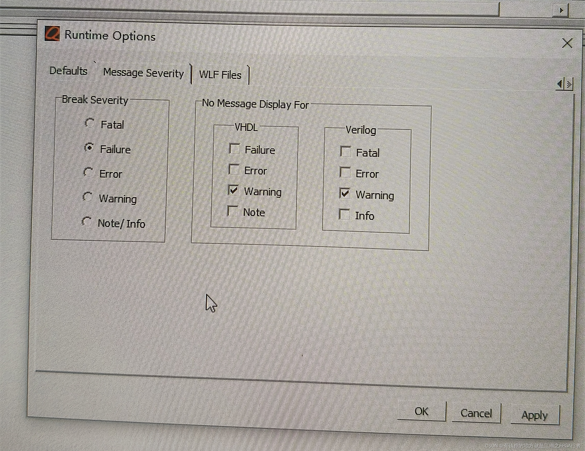 modelsim 关闭 warning 的方法