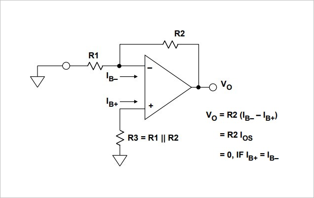 ▲ 图1.4.1 消除偏置电流影响的应用电路