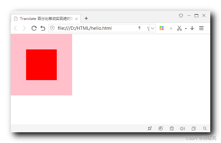 【CSS3】CSS3 2D 转换 - translate 平移 ( transform: translate 样式 | 百分比移动相对于元素自身尺寸 | 百分比移动实现绝对定位的居中效果 )