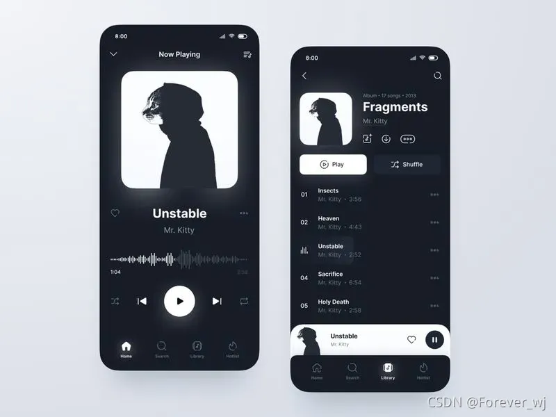 Mobile Music Player: Dark Theme by Anton Lapko