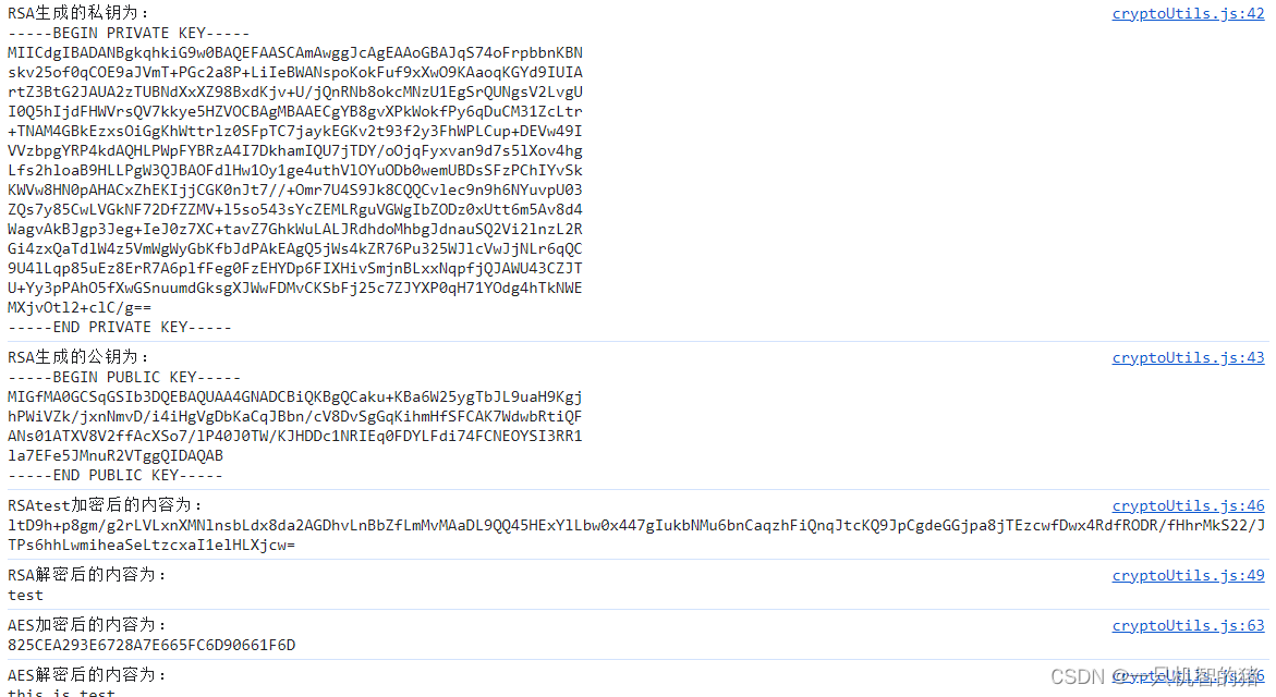 纯JS,RSA，AES,公钥，私钥生成及加解密