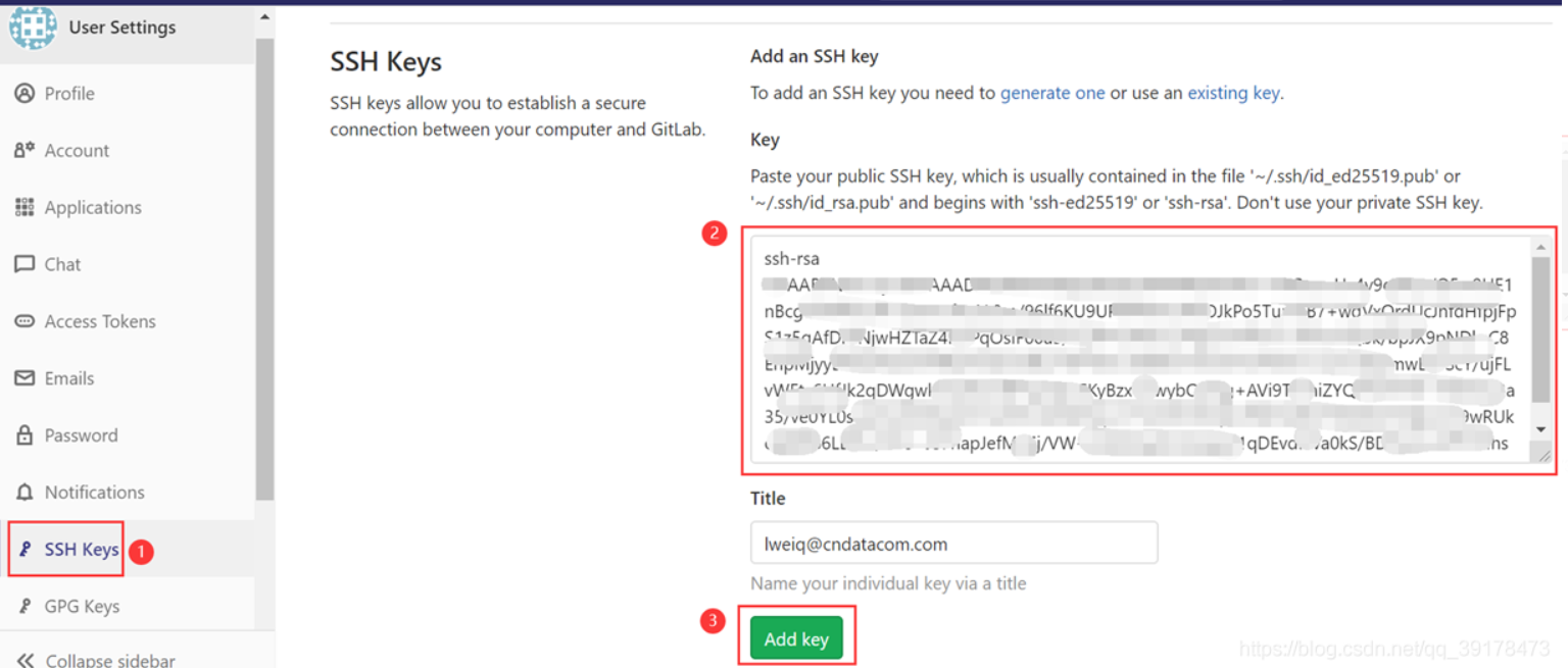 在gitlab添加SSH key