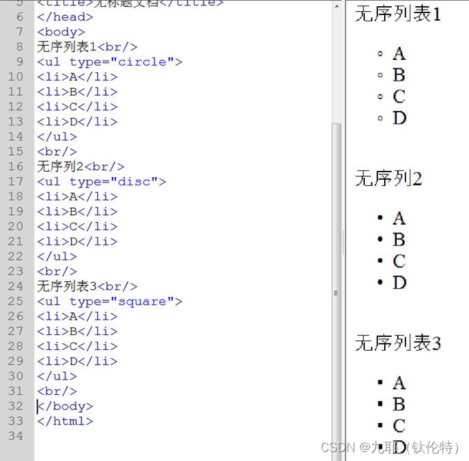 创建无序列表