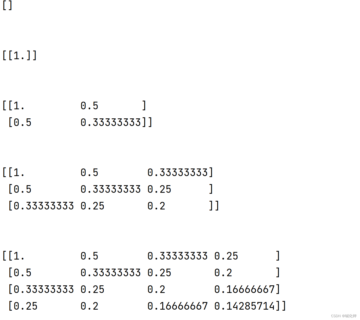 用Python生成Hilbert矩阵