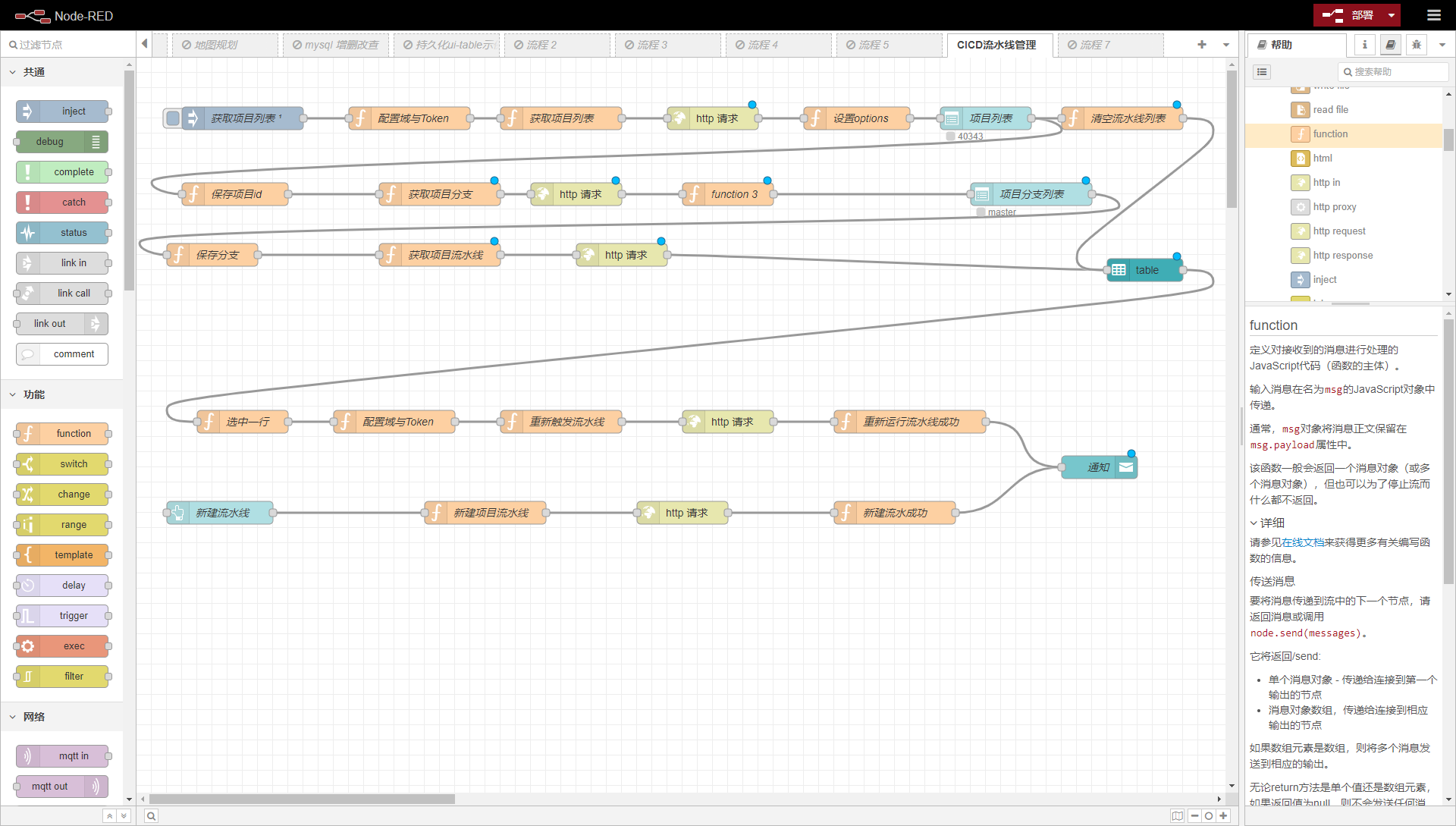 基于极狐GitLab OpenAPI与低代码Node-RED开发一个人项目Pipeline管理（查询流水线，创建流水线，重新触发流水线）插图8