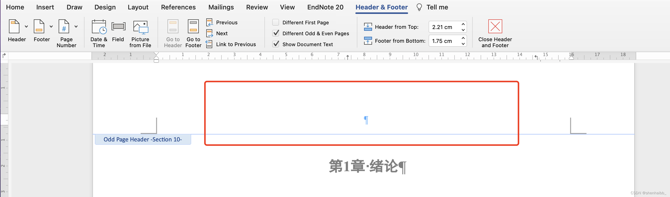 mac word页眉添加章节号和标题