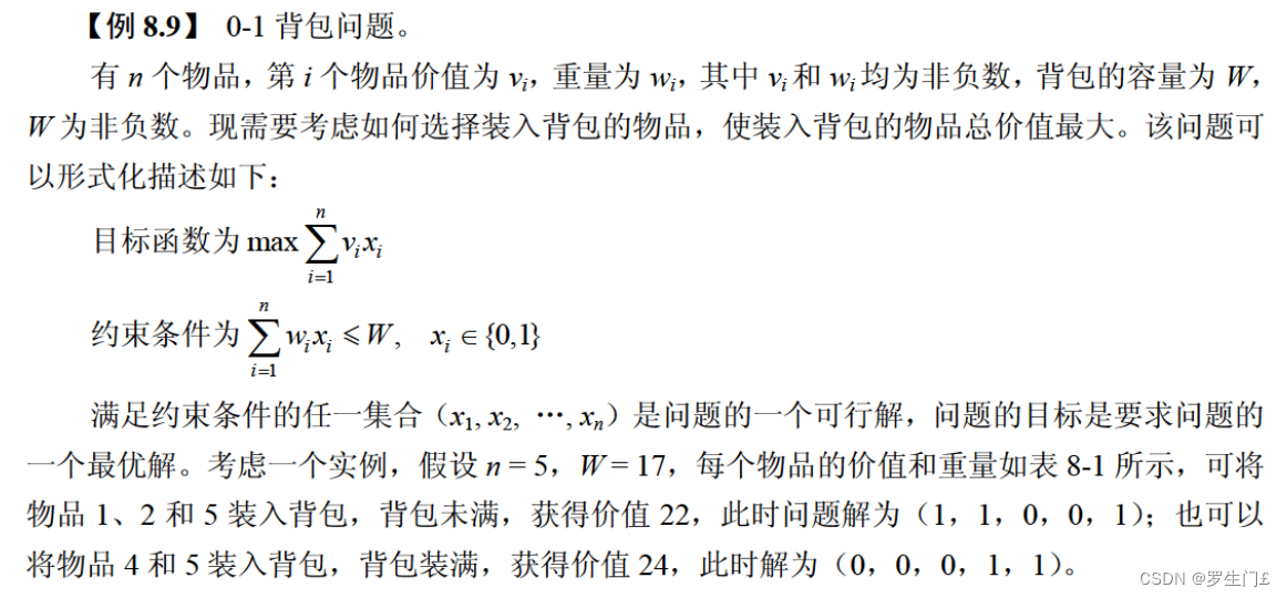 动态规划算法实现0-1背包问题Java语言实现