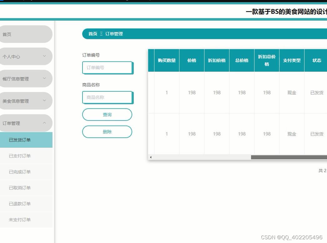 vue-springboot美食商城网站的设计与实现0fh04