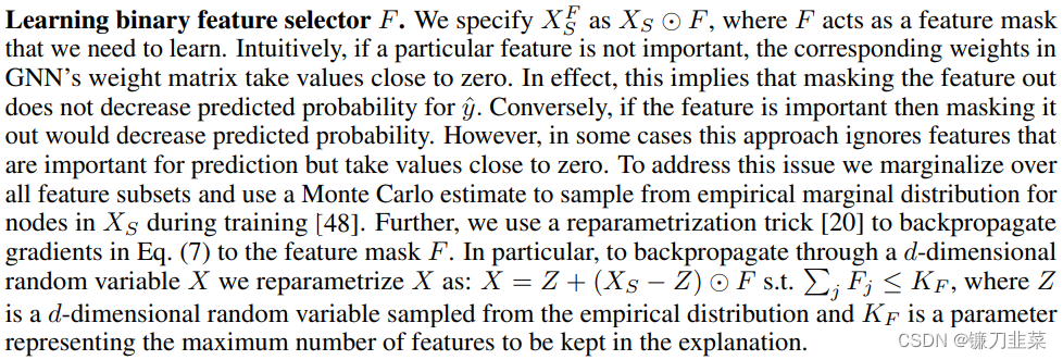 Learning binary feature selector