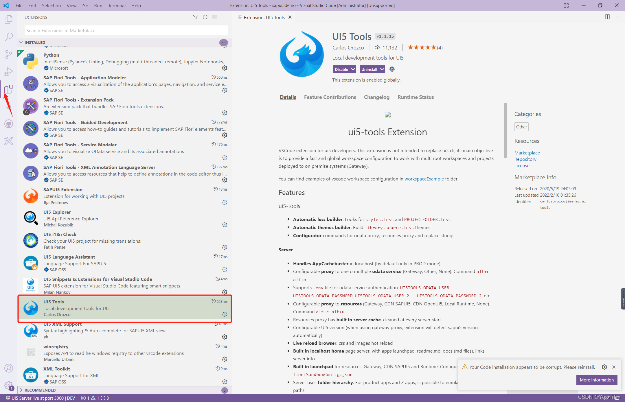 VS Code 启动SAP UI5应用_vscode如何运行sap ui5-CSDN博客