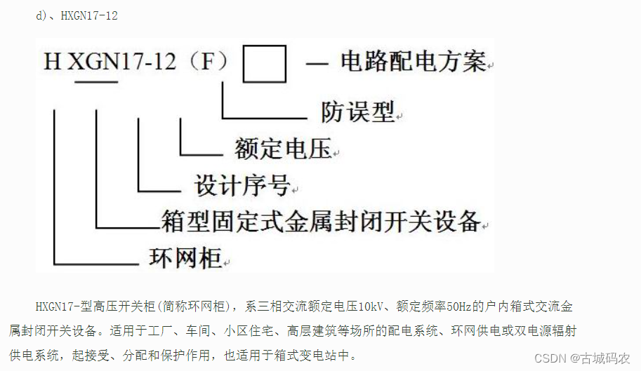 10KV 高压开关柜的型号