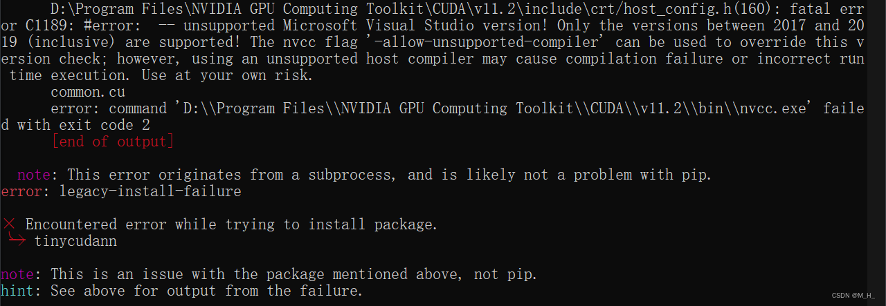 #error: -- unsupported Microsoft Visual Studio version! Only the versions between 2017 and 2019 are supported!