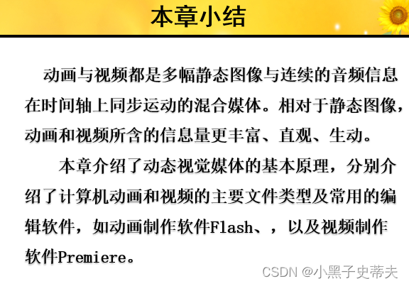 小黑子—多媒体技术与运用基础知识四：计算机动画与视频处理技术