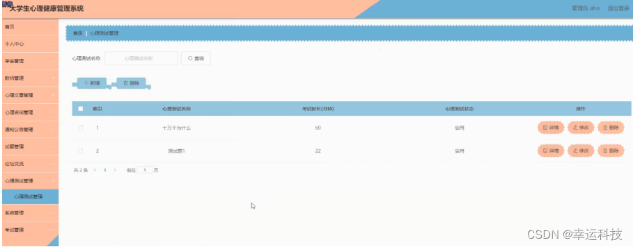 [附源码]Python计算机毕业设计大学生心理健康管理系统Django（程序+LW）