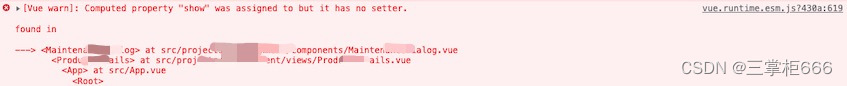 前端开发：Vue报错Computed property “show“ was assigned to but it has no setter的解决方法